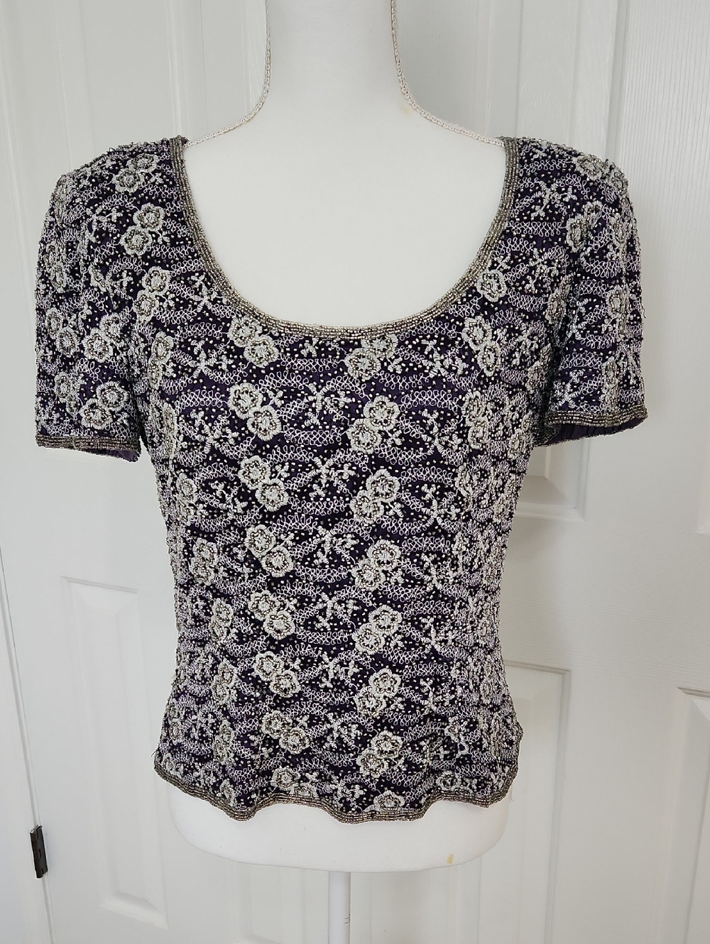 Adrianna Papell Ocassions Vintage Silk Beaded Embroidered Top 10 Glam Formal